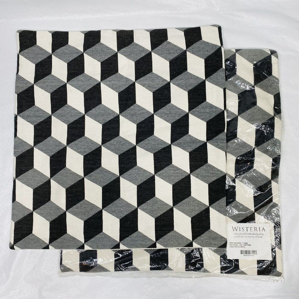 2 Wisteria Geometric Square Cotton Pillow Covers